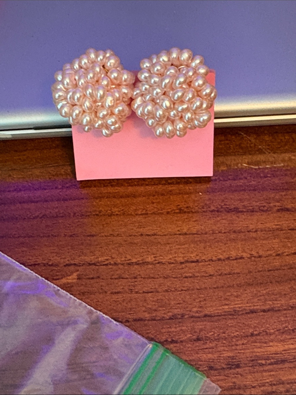 Vintage Pink Pearl Cluster Earrings